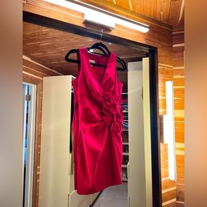 Fuchsia Jessica McClintock cocktail dress with front/side rose